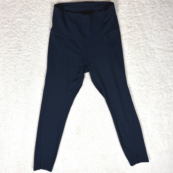 lululemon athletica Pants - Lululemon High Rise Leggings Navy Blue Split Hem Athletic Pants Size 6 LW5GYIS